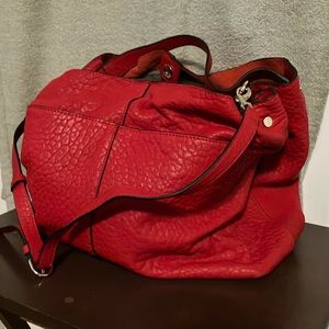 Vince Camuto Bubble Lamb Leather Bag. Large Purse. Chile Pepper Red